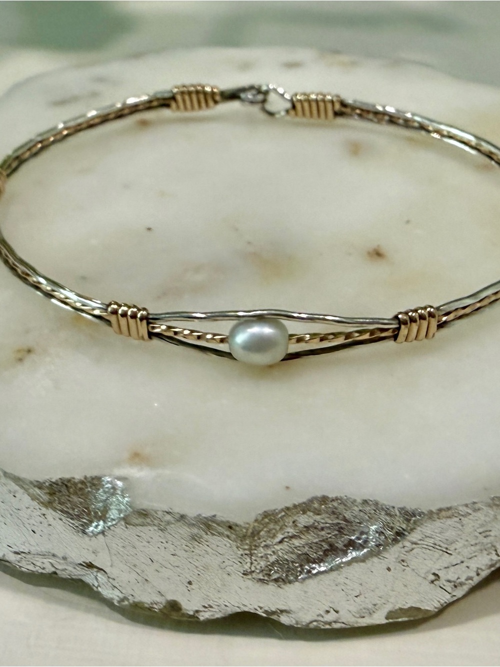 Ronaldo Guardian Angel Bracelet — Gold and White Pearl